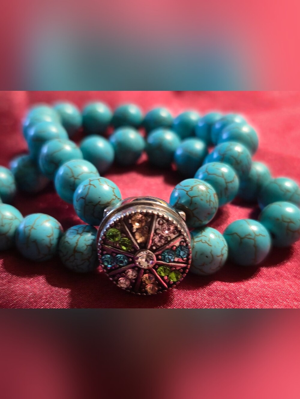 Nugz Turquoise Snap Bead Stretch Bracelet